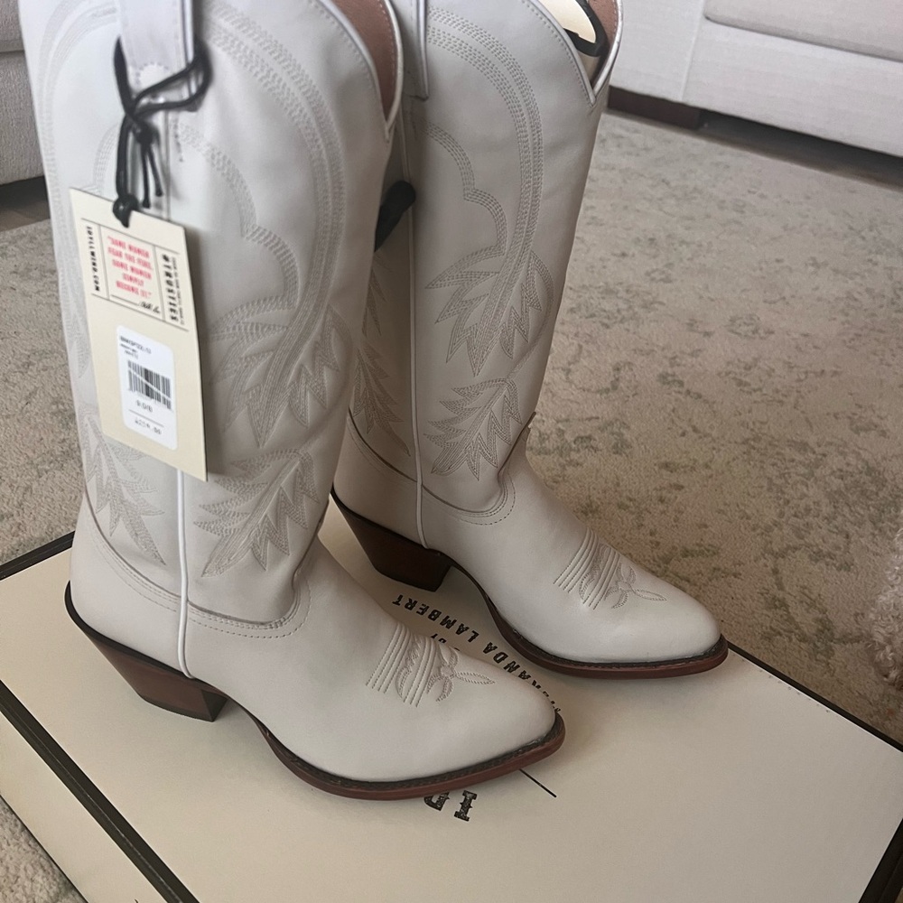 Off White Cowboy Boots. Brand new from the box. Never worn. See pictures.